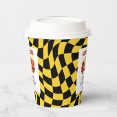 消防車ブラックイエロ市松模様にーン生誕日 紙コップ (左)