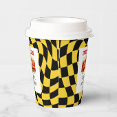 消防車ブラックイエロ市松模様にーン生誕日 紙コップ (右)