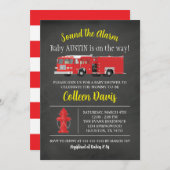 消防車ベビーシャワー招待状 招待状 (正面/裏面)