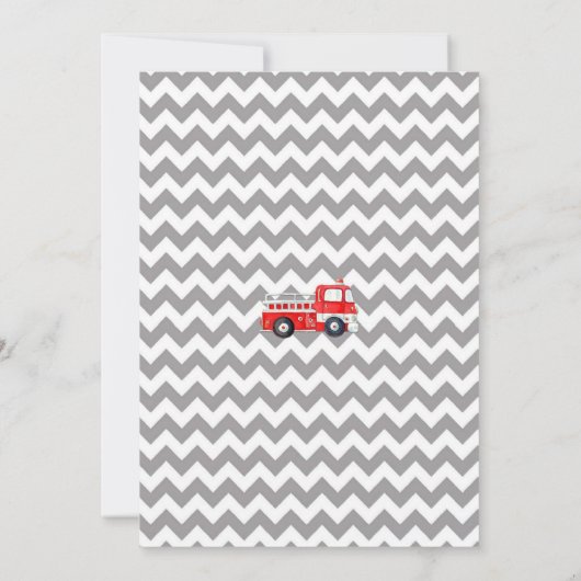 消防車ベビーシャワー招待状 招待状 (裏面)