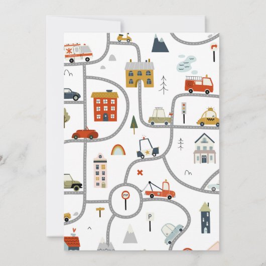 消防車ベビーシャワー招待状 招待状 (裏面)