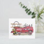 消防車ペダル車はがき ポストカード (スタンド正面)