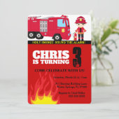 消防車ボーイ誕生日招待状 招待状 (スタンド正面)