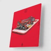 消防車ポップアウトアート、正方形の壁時計 スクエア壁時計 (傾斜)