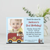 消防車モンキー写真バースデーパーティ招待状 招待状 (スタンド正面)