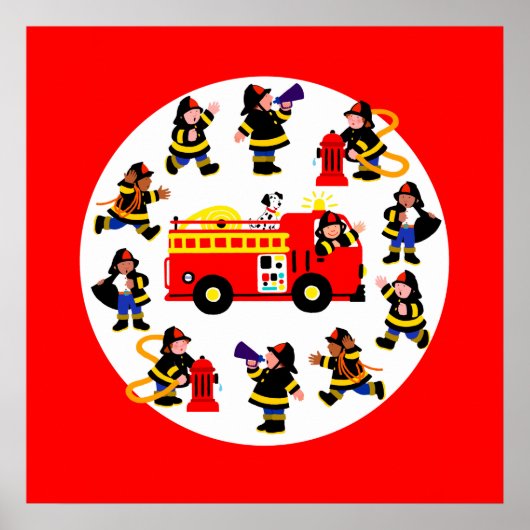 消防車付き忙し消防車 ポスター (正面)