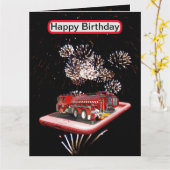 消防車付き消防車 カード (黄色い花)