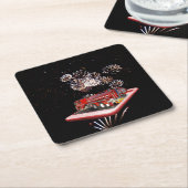 消防車付き消防車 スクエアペーパーコースター (アングル)