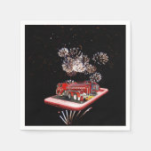 消防車付き消防車 スタンダードカクテルナプキン (正面)