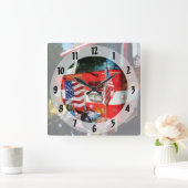 消防車前面 スクエア壁時計 (ホーム)