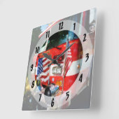 消防車前面 スクエア壁時計 (傾斜)