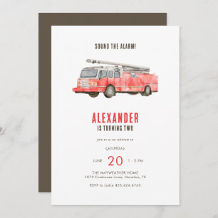 消防車子供の誕生日パーティの招待状 招待状