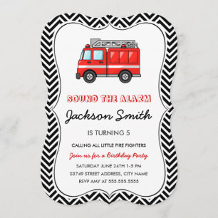 消防車子供の誕生日招待状 招待状