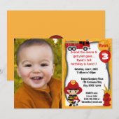 消防車消防士ダルマティアン誕生日FFP01B 招待状 (正面/裏面)