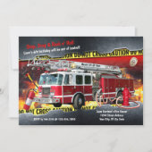 消防車消防士パーティの招待状 招待状 (正面)