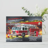 消防車消防士パーティの招待状 招待状 (スタンド正面)