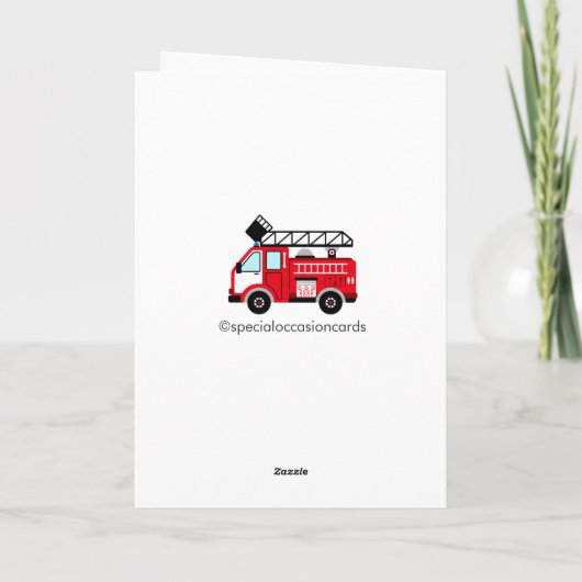 消防車消防士用誕生日グリーティングカード カード (裏面)