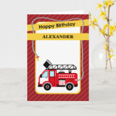 消防車消防士用誕生日グリーティングカード カード (黄色い花)
