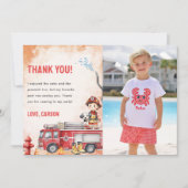 消防車消防士誕生日サンキューカード 招待状 (正面)