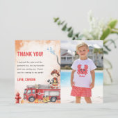 消防車消防士誕生日サンキューカード 招待状 (スタンド正面)