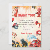 消防車消防士誕生日サンキューカード 招待状 (正面)