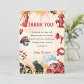 消防車消防士誕生日サンキューカード 招待状 (スタンド正面)