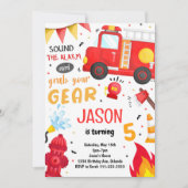 消防車消防士誕生日招待状 招待状 (正面)