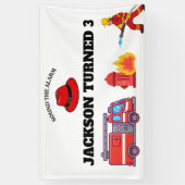 消防車消防士誕生日 横断幕 (縦)