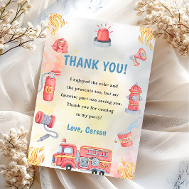 消防車消防車誕生日サンキューカード 招待状