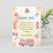 消防車消防車誕生日サンキューカード 招待状 (スタンド正面)