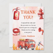 消防車消防車誕生日サンキューカード 招待状 (正面)
