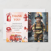 消防車消防車誕生日サンキューカード 招待状 (正面)