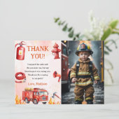 消防車消防車誕生日サンキューカード 招待状 (スタンド正面)