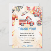 消防車消防車誕生日サンキューカード 招待状 (正面)