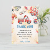 消防車消防車誕生日サンキューカード 招待状 (スタンド正面)