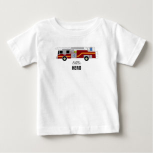 消防車絵を描の小さな英雄 ベビーTシャツ