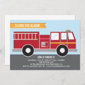 消防車誕生会の招待 招待状 (正面/裏面)