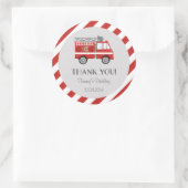 消防車誕生日シール ラウンドシール (バッグ)