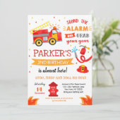 消防車誕生日パーティーの招待  招待状 (スタンド正面)