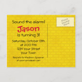 消防車誕生日ボーイ インビテーションポストカード (裏面)