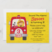 消防車誕生日ボーイ 招待状 (正面)