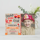 消防車誕生日招待状消防士パーティー 招待状 (スタンド正面)