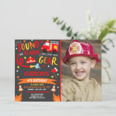 消防車誕生日招待状消防士パーティー 招待状 (スタンド正面)