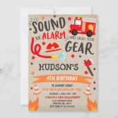 消防車誕生日招待状消防士パーティー 招待状 (正面)