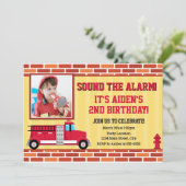 消防車誕生日招待状消防士 招待状 (スタンド正面)