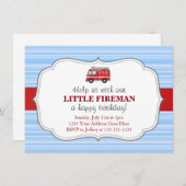 消防車誕生日招待状 招待状 (正面/裏面)