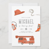 消防車誕生日招待状 招待状 (正面)