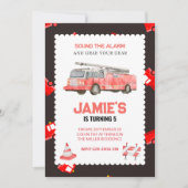 消防車誕生日招待状 招待状 (正面)