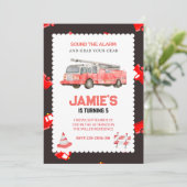 消防車誕生日招待状 招待状 (スタンド正面)