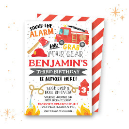 消防車誕生日招待状 招待状
